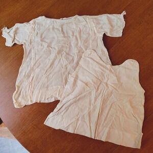 Antique‎ Child Doll Clothing 2 Dresses White Handmade Linen Organza?